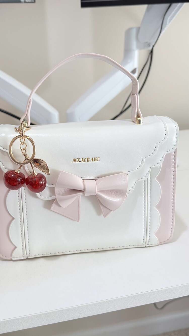MZACBAKE Lolita Style Bowknot Accordion Satchel with Cherry Charm